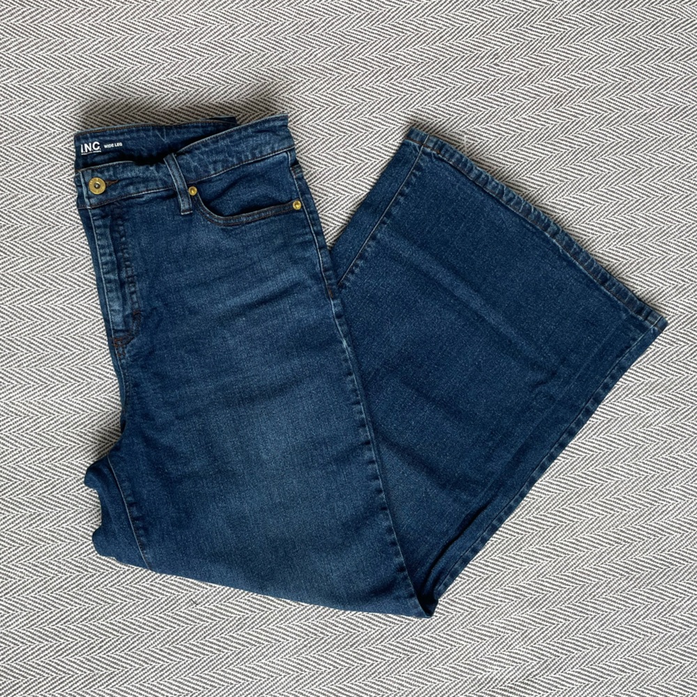 INC International Concepts Dark Blue Flare Jeans